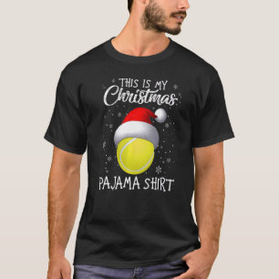 This Is My Christmas Pajama Tennis Santa Hat Snow T-Shirt