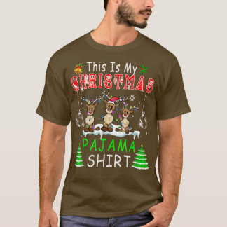 This Is My Christmas Pajama Three Reindeer Xmas L T-Shirt