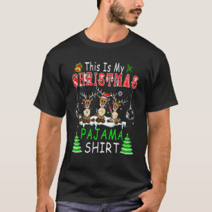 This Is My Christmas Pajama  Three Reindeer Xmas L T-Shirt