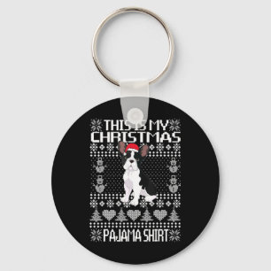This Is My Christmas Pajama Ugly Xmas French Bull  Key Ring