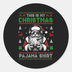 This Is My Christmas Pajama Video Game Gamer Boys  Classic Round Sticker