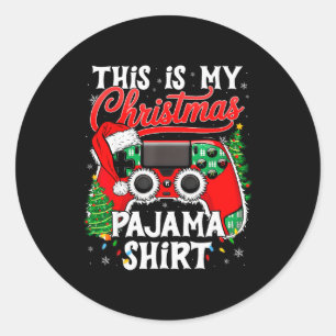 This Is My Christmas Pajama Video Game Gamer Boys  Classic Round Sticker