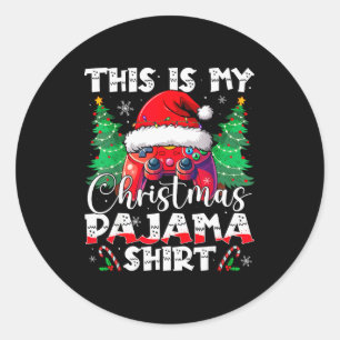 This Is My Christmas Pajama Video Game Gamer Boys  Classic Round Sticker