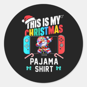 This Is My Christmas Pajama Video Game Gamer Boys  Classic Round Sticker