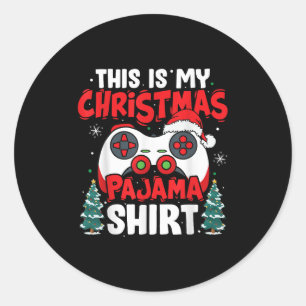 This Is My Christmas Pajama Video Game Gamer Boys  Classic Round Sticker