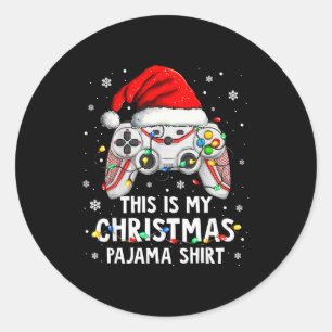 This Is My Christmas Pajama Video Game Gamer Boys  Classic Round Sticker
