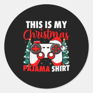 This Is My Christmas Pajama Video Game Gamer Boys  Classic Round Sticker