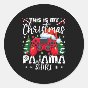 This Is My Christmas Pajama Video Game Gamer Boys  Classic Round Sticker
