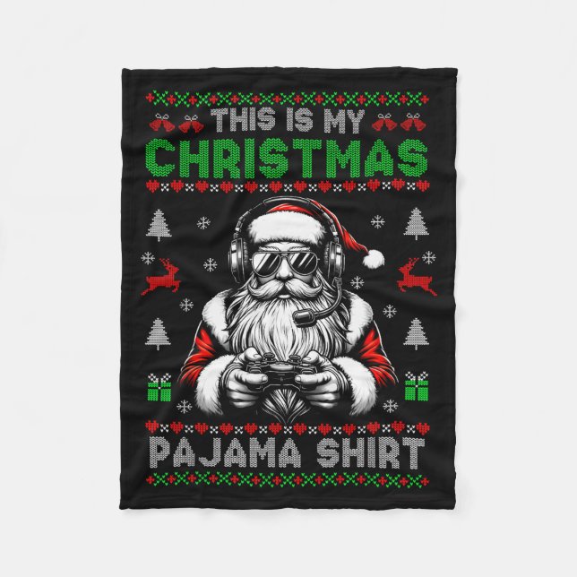This Is My Christmas Pajama Video Game Gamer Boys  Fleece Blanket (Front)
