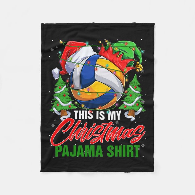 This Is My Christmas Pajama Volleyball Ball Santa  Fleece Blanket (Front)