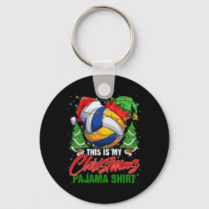 This Is My Christmas Pajama Volleyball Ball Santa Key Ring