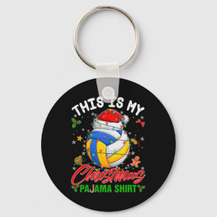 This Is My Christmas Pajama Volleyball Santa Hat X Key Ring