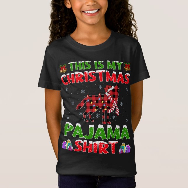 This Is My Christmas Pajama Wolf Christmas T-Shirt (Front)
