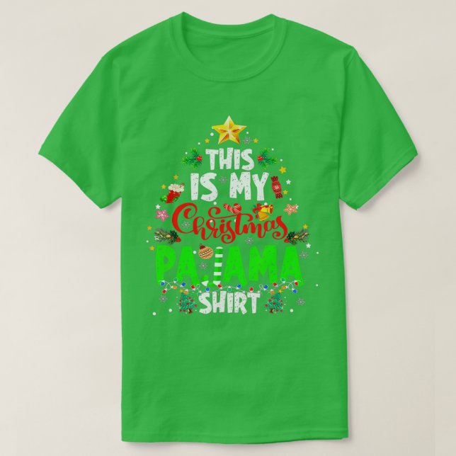 This Is My Christmas Pajama Xmas Lights Funny Holi T-Shirt (Design Front)
