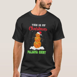 This Is My Christmas Pajama Xmas Snowman Basketbal T-Shirt