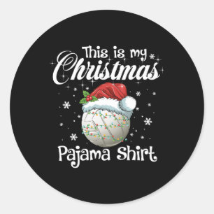 This Is My Christmas Pajama Xmas Volleyball Family Classic Round Sticker