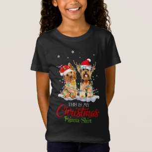 This Is My Christmas Pajama Yorkie Santa Hat Light T-Shirt