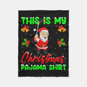 This Is My Christmas Pajamas Funny Santa Playing I Fleece Blanket