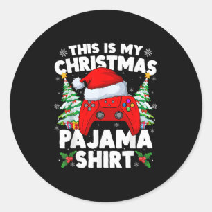 This Is My Christmas Pajamas Video Game Gamer Boys Classic Round Sticker