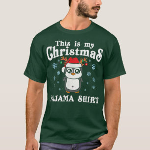 This Is My Christmas Penguin Pajama Santa Hat Snow T-Shirt