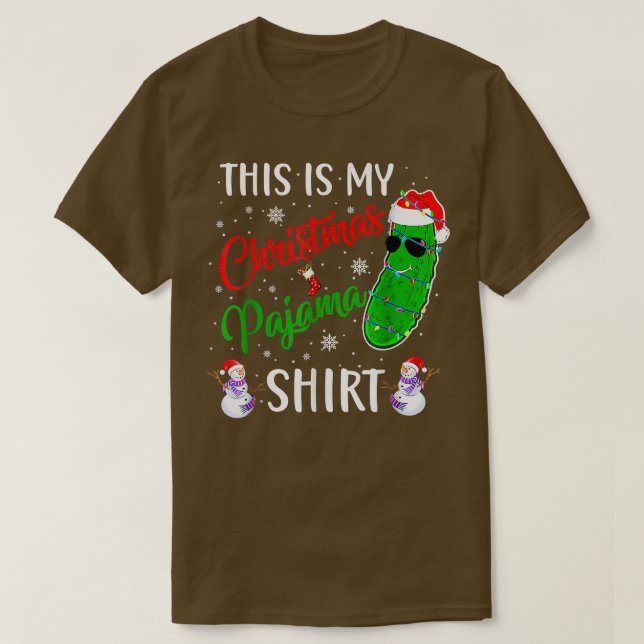 This Is My Christmas Pickle Pajama Santa Xmas Holi T-Shirt (Design Front)