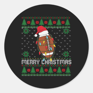 This Is My Christmas Pjamama Football With Santa H Classic Round Sticker