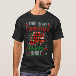 This Is My Christmas Porcupine Pajama  Xmas Lights T-Shirt