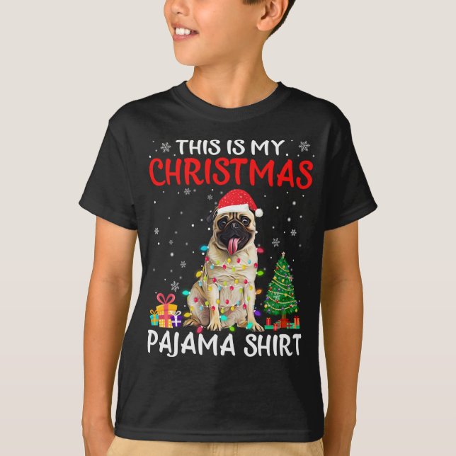 This Is My Christmas Pug Pajama Xmas Lights Costum T-Shirt (Front)