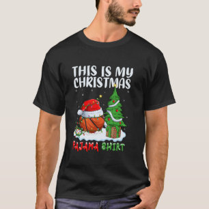 This Is My Christmas Pyjamas Santa Hat Basketball  T-Shirt