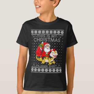 This Is My Christmas Pyjamas Santa Riding Lizard U T-Shirt