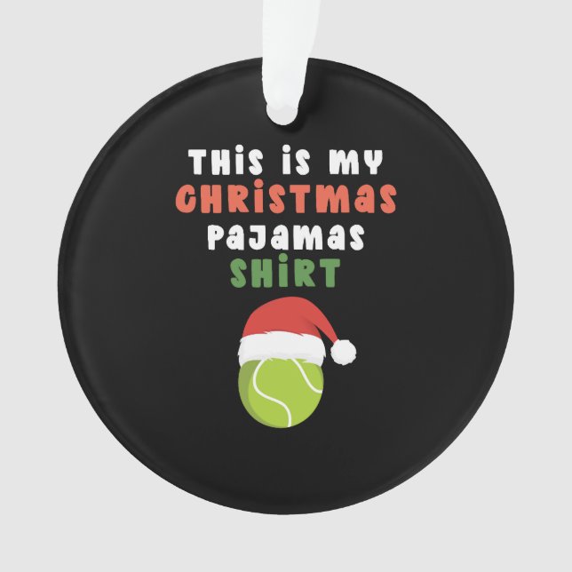 This is my christmas pyjamas tennis ball santa hat ornament (Front)