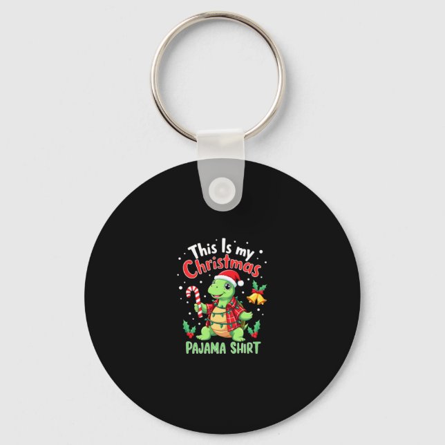 This Is My Christmas Turtle Pajama Shirt Buffalo P Key Ring (Front)
