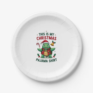 This Is My Christmas Turtle Pajama Shirt Buffalo P Paper Plate