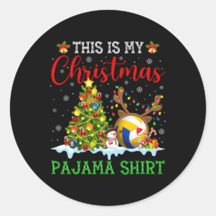 This Is My Christmas Volleyball Pajama Funny Xmas Classic Round Sticker