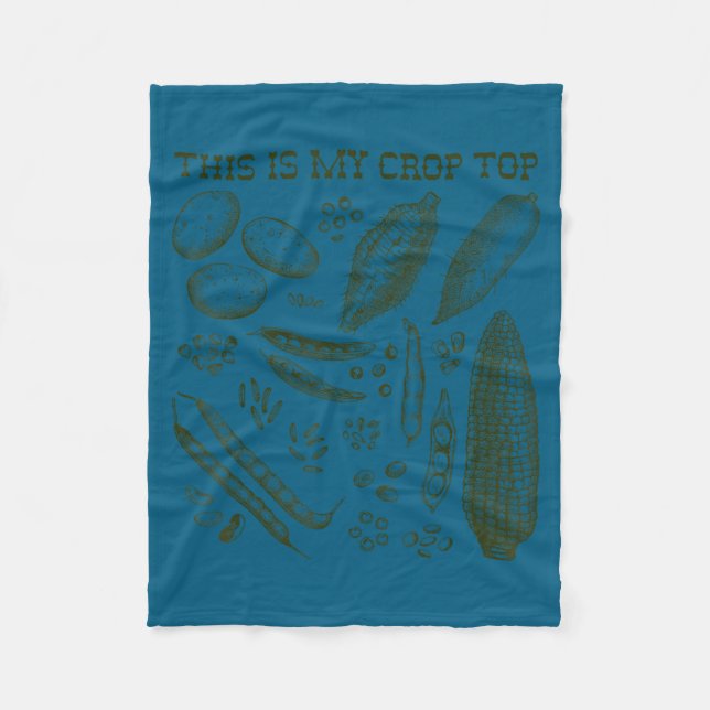 This Is My Crop Top Funny Gardening Pun Vegetable  Fleece Blanket (Front)
