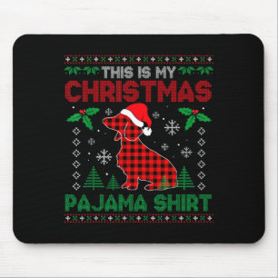 This Is My Dachshund Dog Red Plaid Christmas Ugly  Mouse Pad