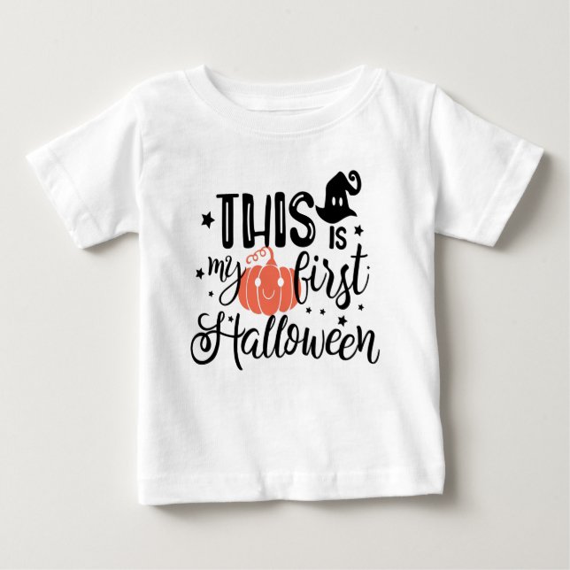 This is My First Halloween Pumpkin Baby Baby T-Shirt (Front)