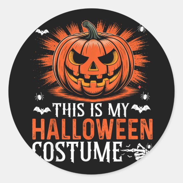 This Is My Funny Pumpkin Halloween Costume  Classic Round Sticker (Front)