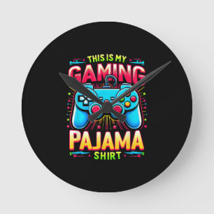 This is My Gaming Pajama Shirt Gamepad Video Game Round Clock