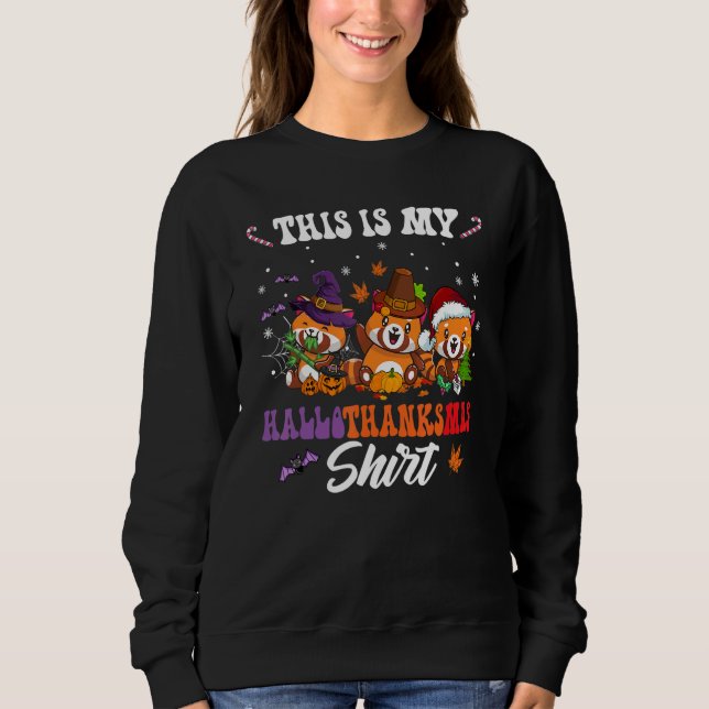This Is My Hallothanksmas Red Panda Santa Hat Chri Sweatshirt (Front)