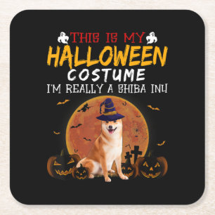 This Is My Halloween Custom Dog Holiday Gift Square Paper Coaster