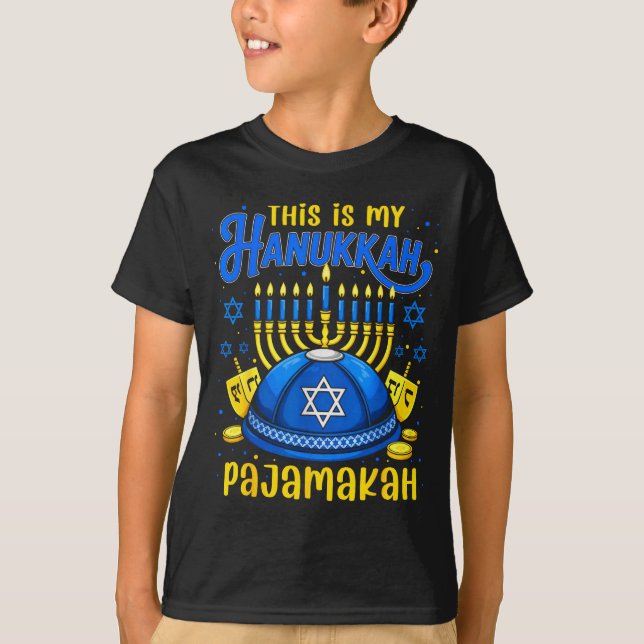 This Is My Hanukkah Pajamakah For Jewish Christmas T-Shirt (Front)
