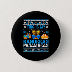This Is My Hanukkah Pajamakah Ugly Chanukah Jewish 6 Cm Round Badge