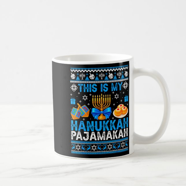 This Is My Hanukkah Pajamakah Ugly Chanukah Jewish Coffee Mug (Right)