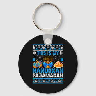 This Is My Hanukkah Pajamakah Ugly Chanukah Jewish Key Ring