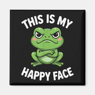 This Is My Happy Face Funny Angry Frog Humor  Magnet