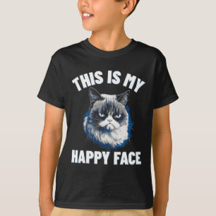 This Is My Happy Face - Funny Cat With Grumpy Face T-Shirt