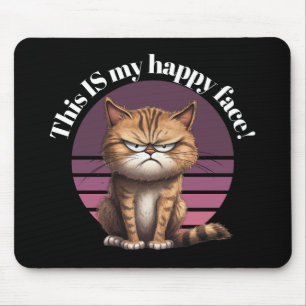 This IS My Happy Face! Grumpy Cat Dark Mouse Pad
