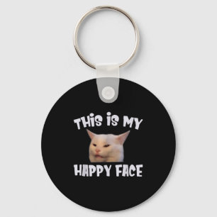 This Is My Happy Face Smudge The Cat Sarcastic Say Key Ring