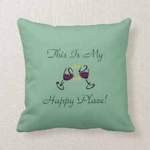 This Is My Happy Place! Green Cushion